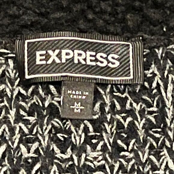 Express Heavyweight Full Zip Men Black Sweater Sz M - Picture 2 of 6